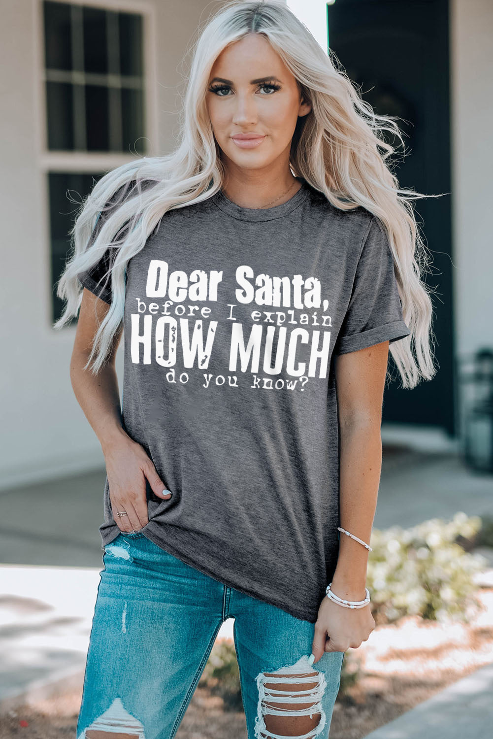 Christmas Funny Saying Print Short Sleeve T Shirt