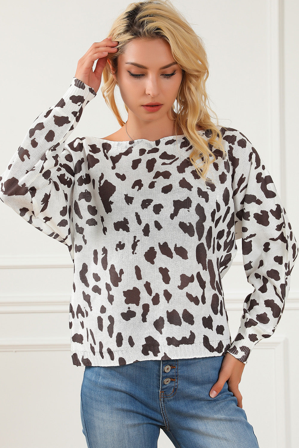 Leopard Long Sleeve Crewneck Sweater