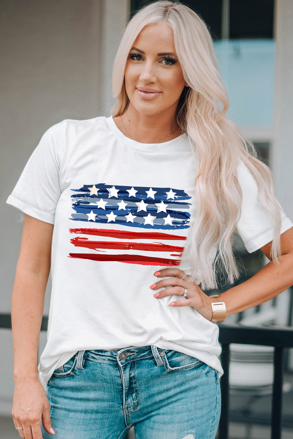 American Flag Graphic  Short Sleeve Tee