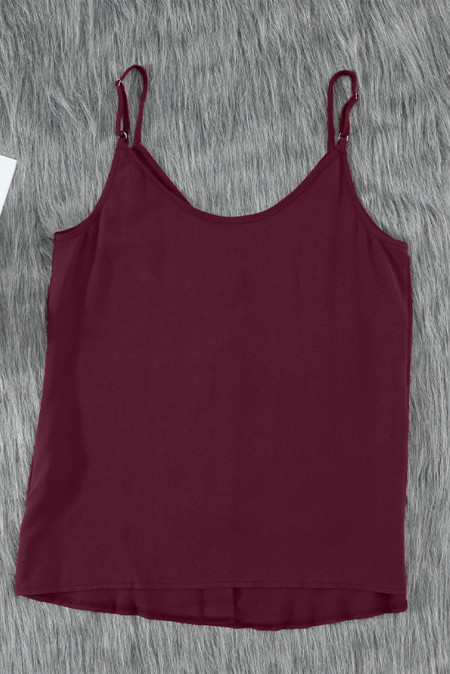 Red Spaghetti Strap Buttoned Tank Top