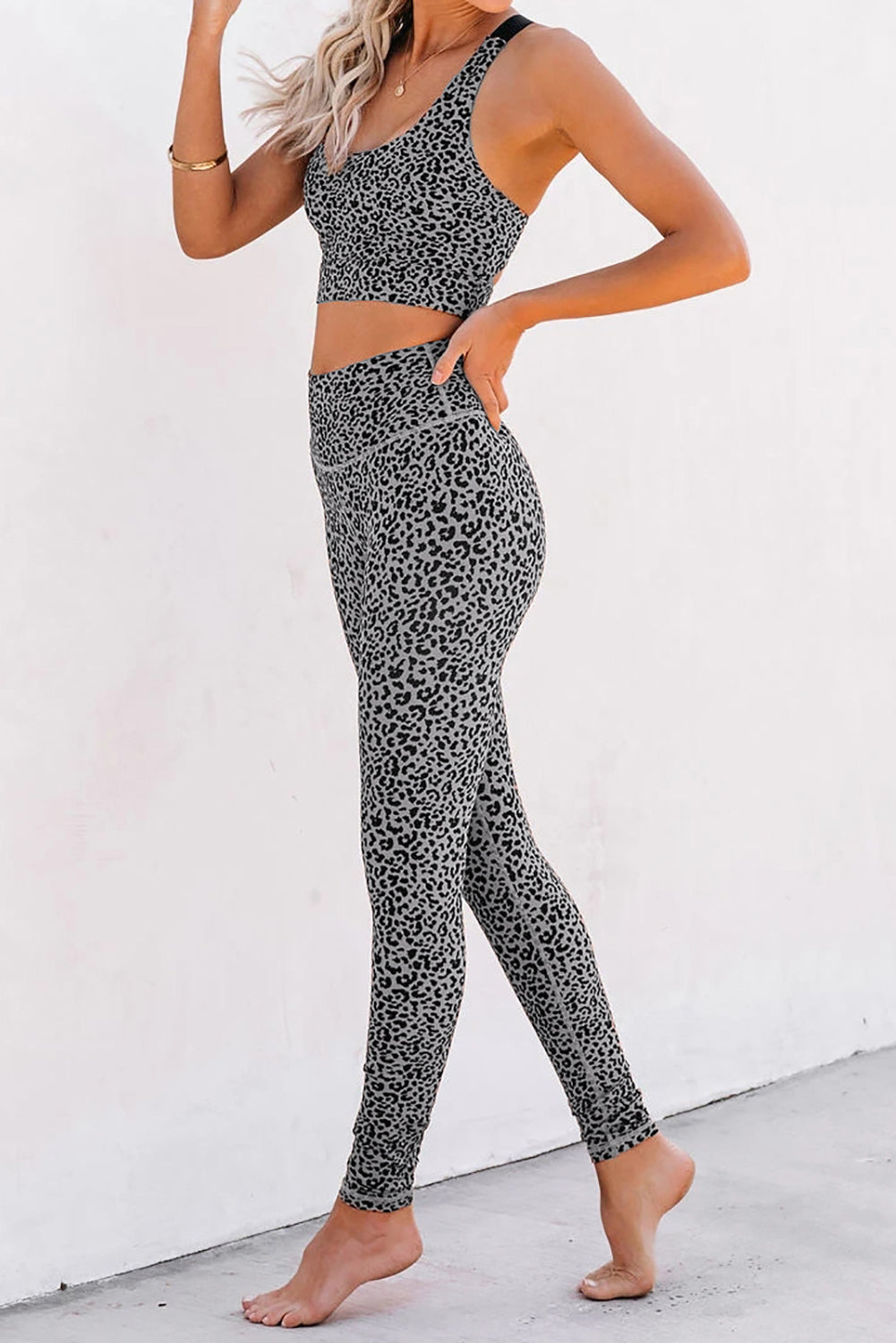 Cheetah Print Sport Bra Pants Set