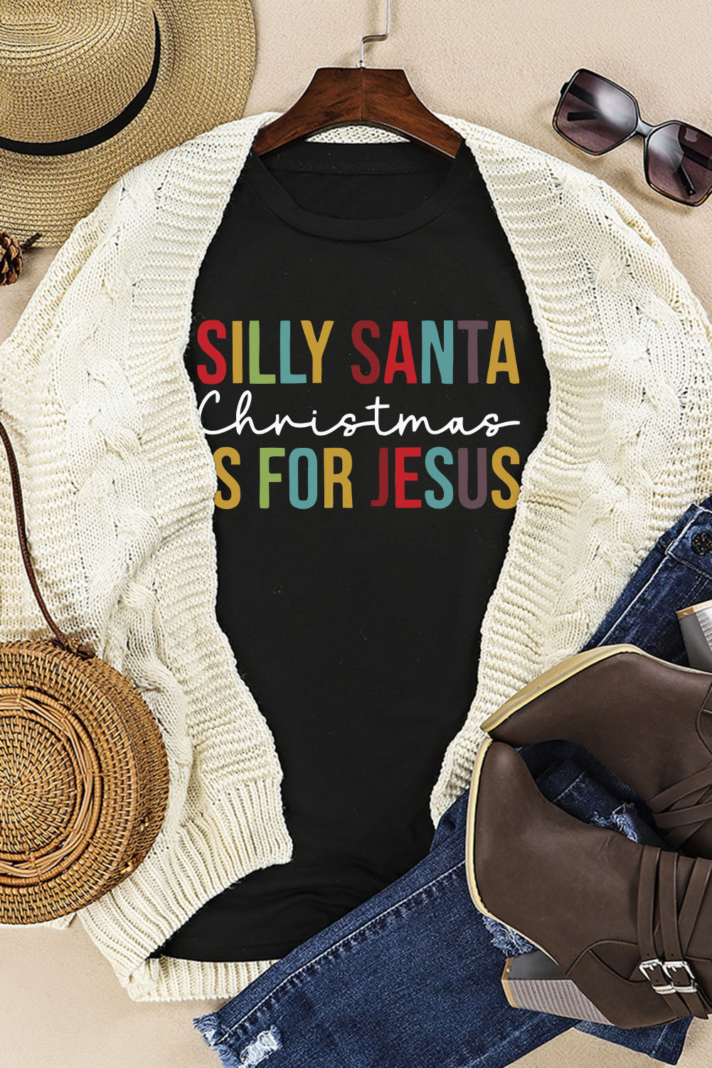 Silly Santa Christmas is For Jesus Short Sleeve T Shirt