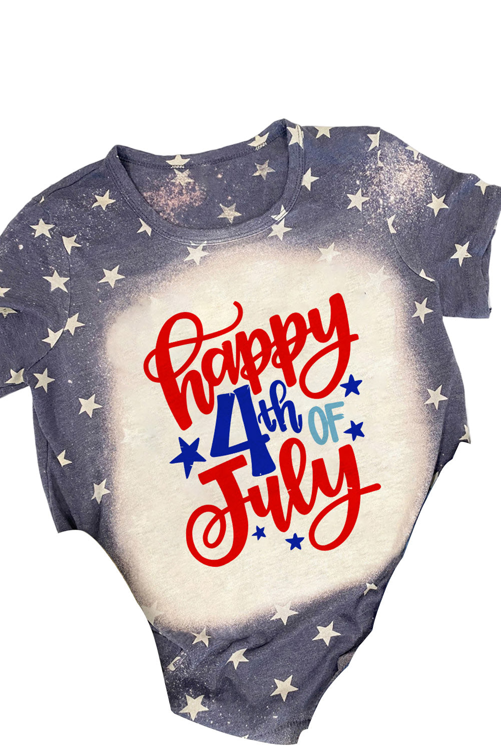 Happy 4th Of July Stars Print Short Sleeve T Shirt