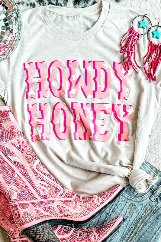 HOWDY HONEY Star Graphic Print Short Sleeve T Shirt