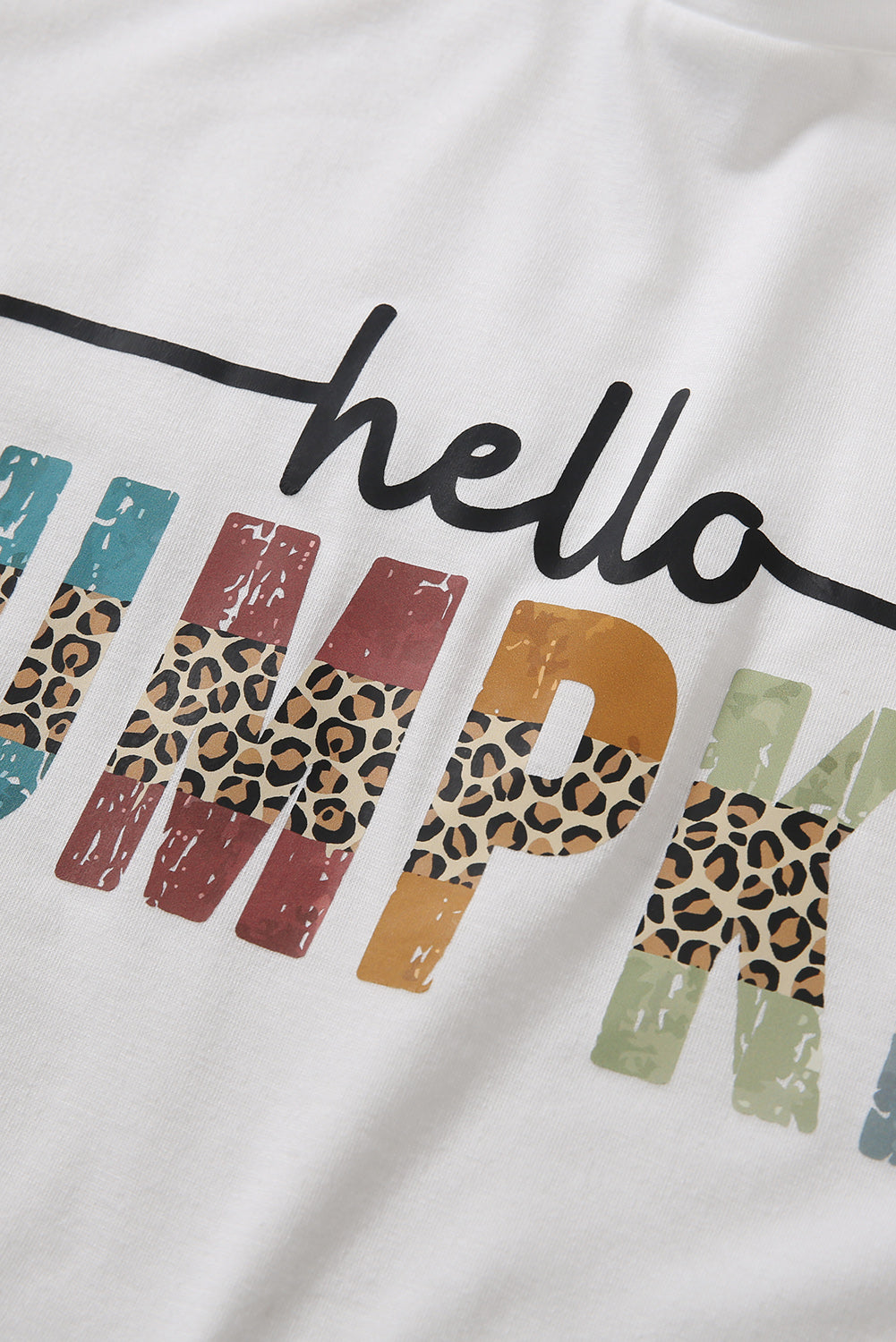 Colorful Pumpkin Leopard Graphic Casual Tee