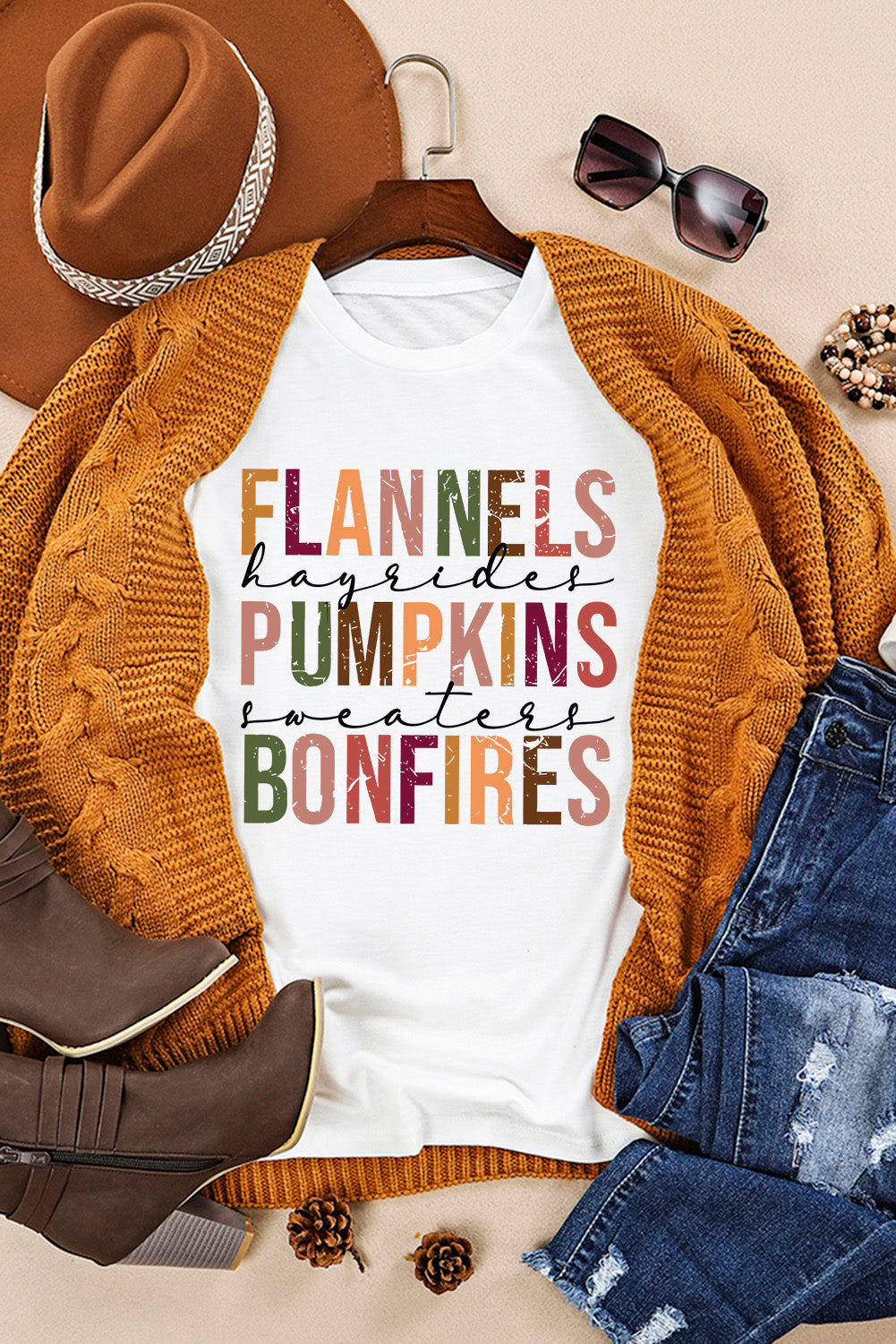 FLANNELS PUMPKINS BONFIRES Crewneck Graphic Tee