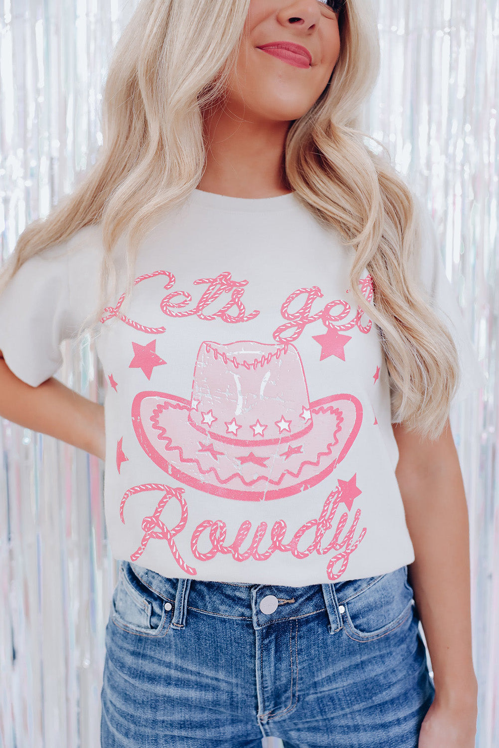 Lets Get Rowdy Hat Star Print Short Sleeve T Shirt