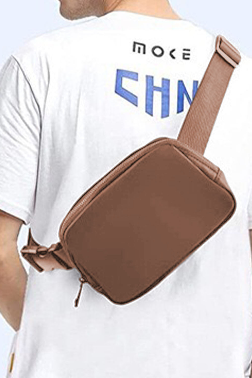 Brown Waterproof Zipped Crossbody Bag 20*5*14cm