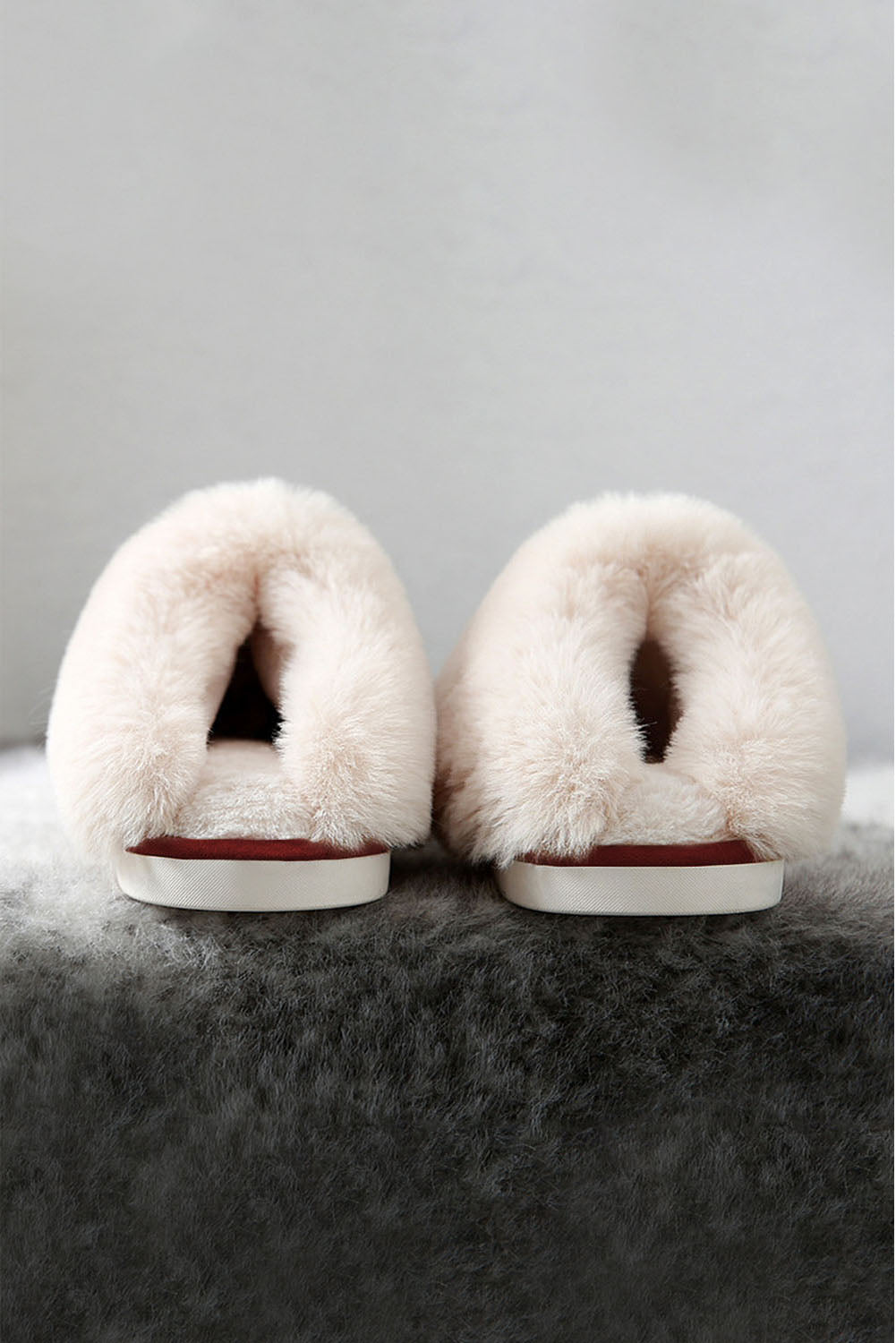 Khaki Cut and Sew Faux Suede Plush Lined Slippers