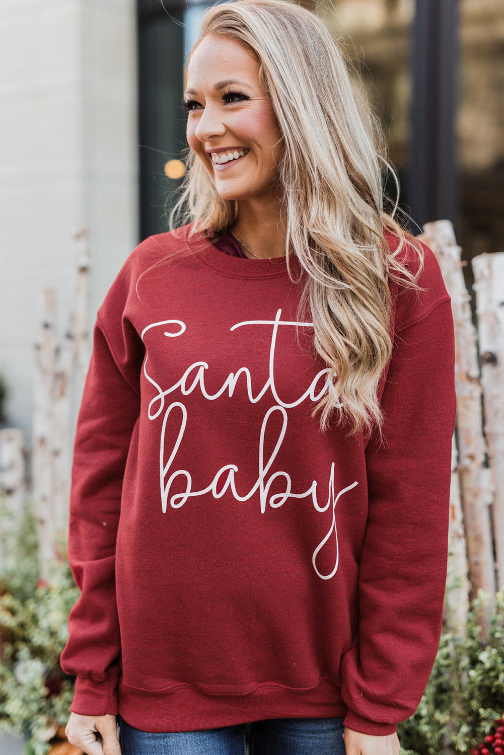 Christmas Santa Baby Print Pullover Sweatshirt