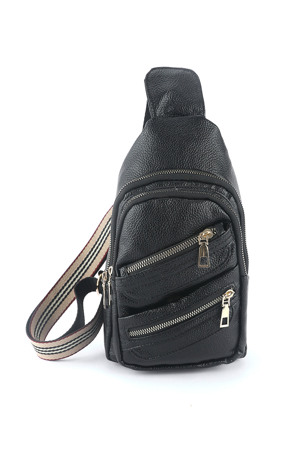 Faux Leather Multi-pockets Zipped Chest Bag