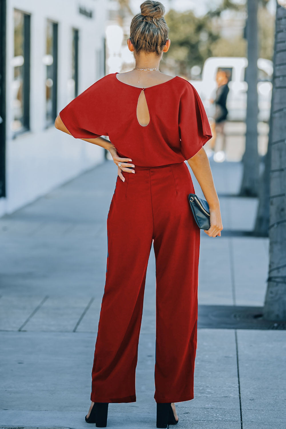 Black Belted Wide Leg Jumpsuit