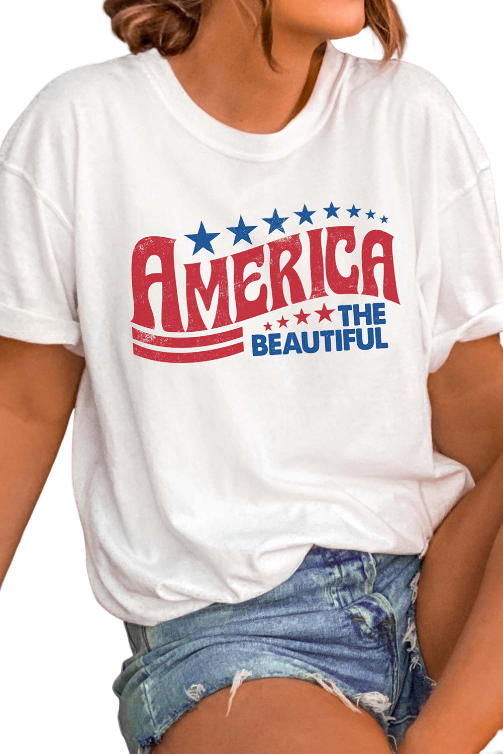 AMERICA THE BEAUTIFUL Star Print Graphic T Shirt