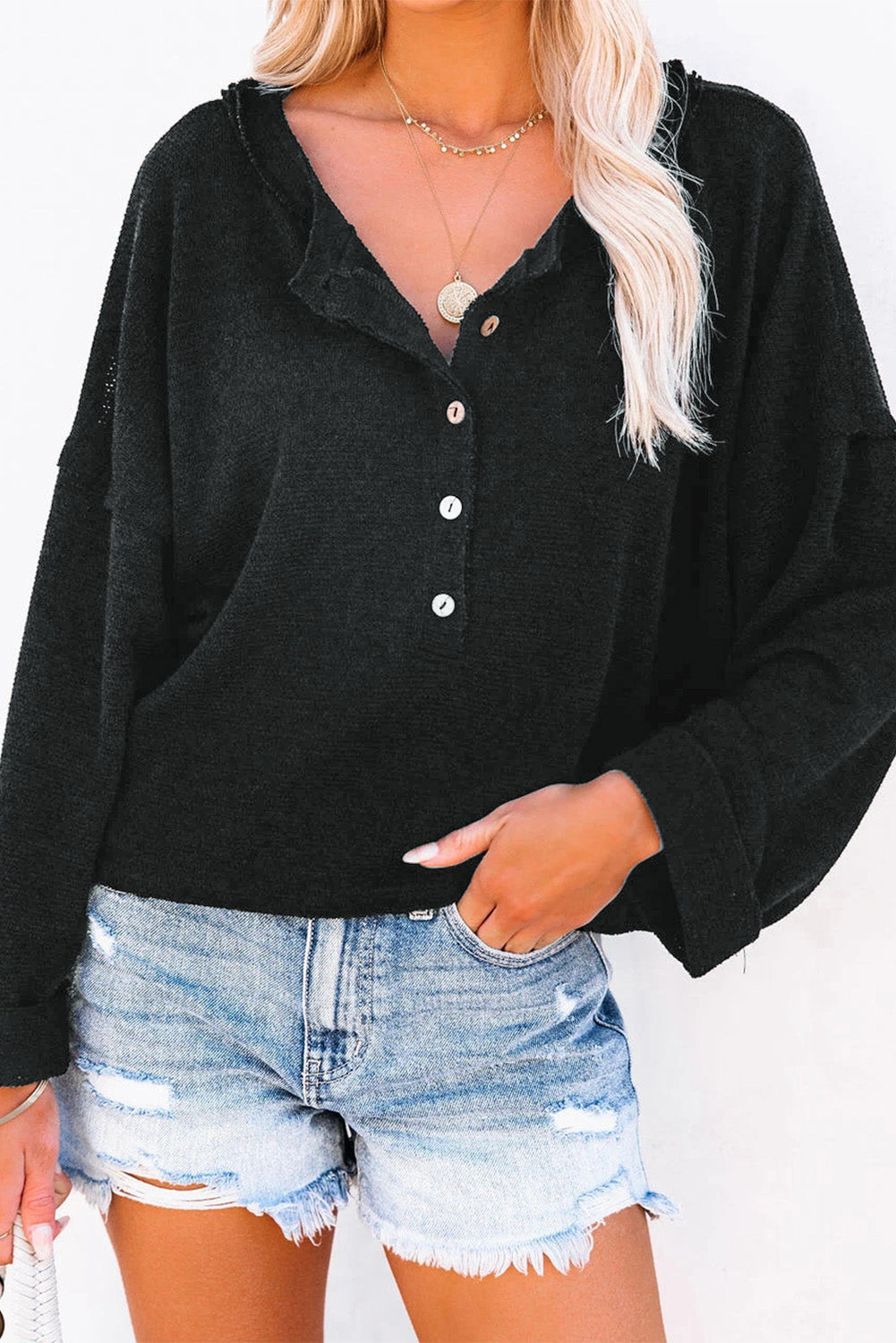 Gray Buttoned Loose Long Sleeve Shirt