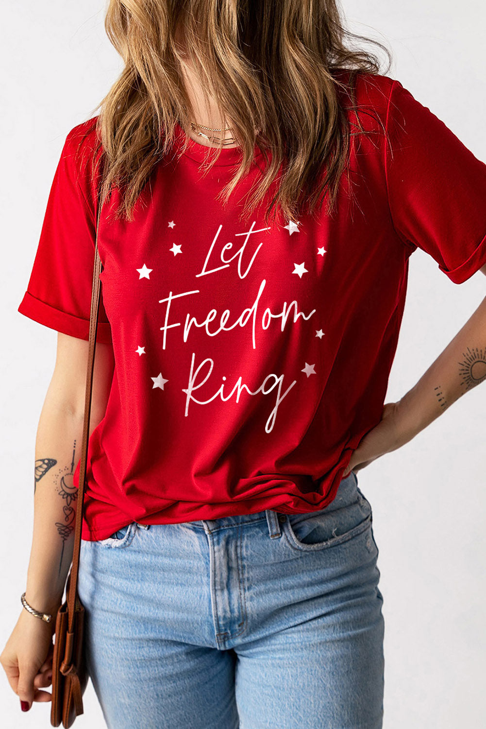 Let Freedom Ring Stars Print Short Sleeve T Shirt