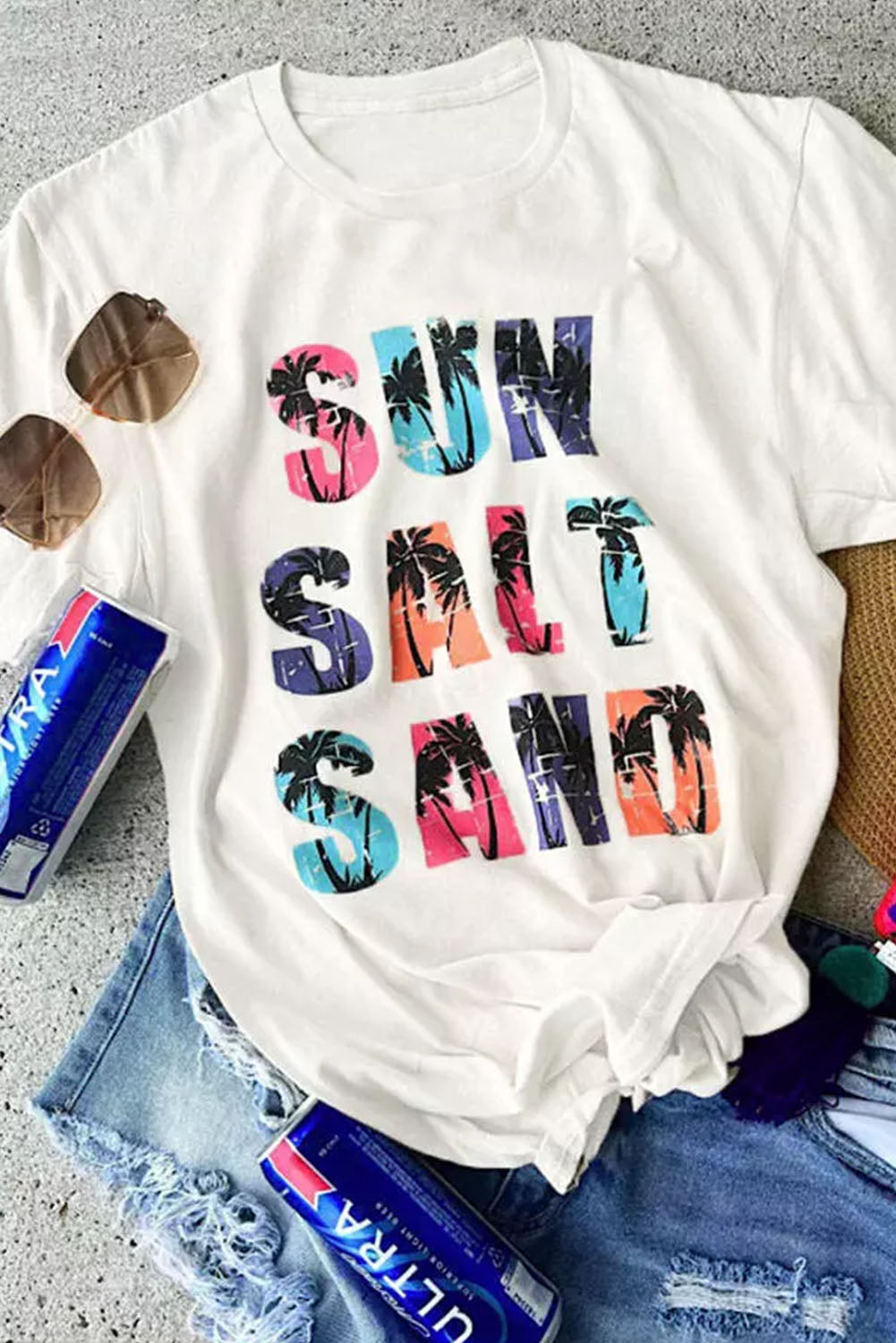 Coconut Tree SUN SALT SAND  Graphic Tee