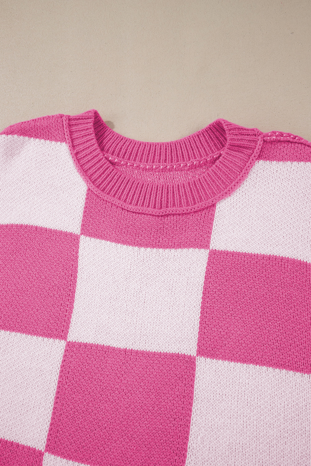 Orange Checkered Bishop Sleeve Sweater