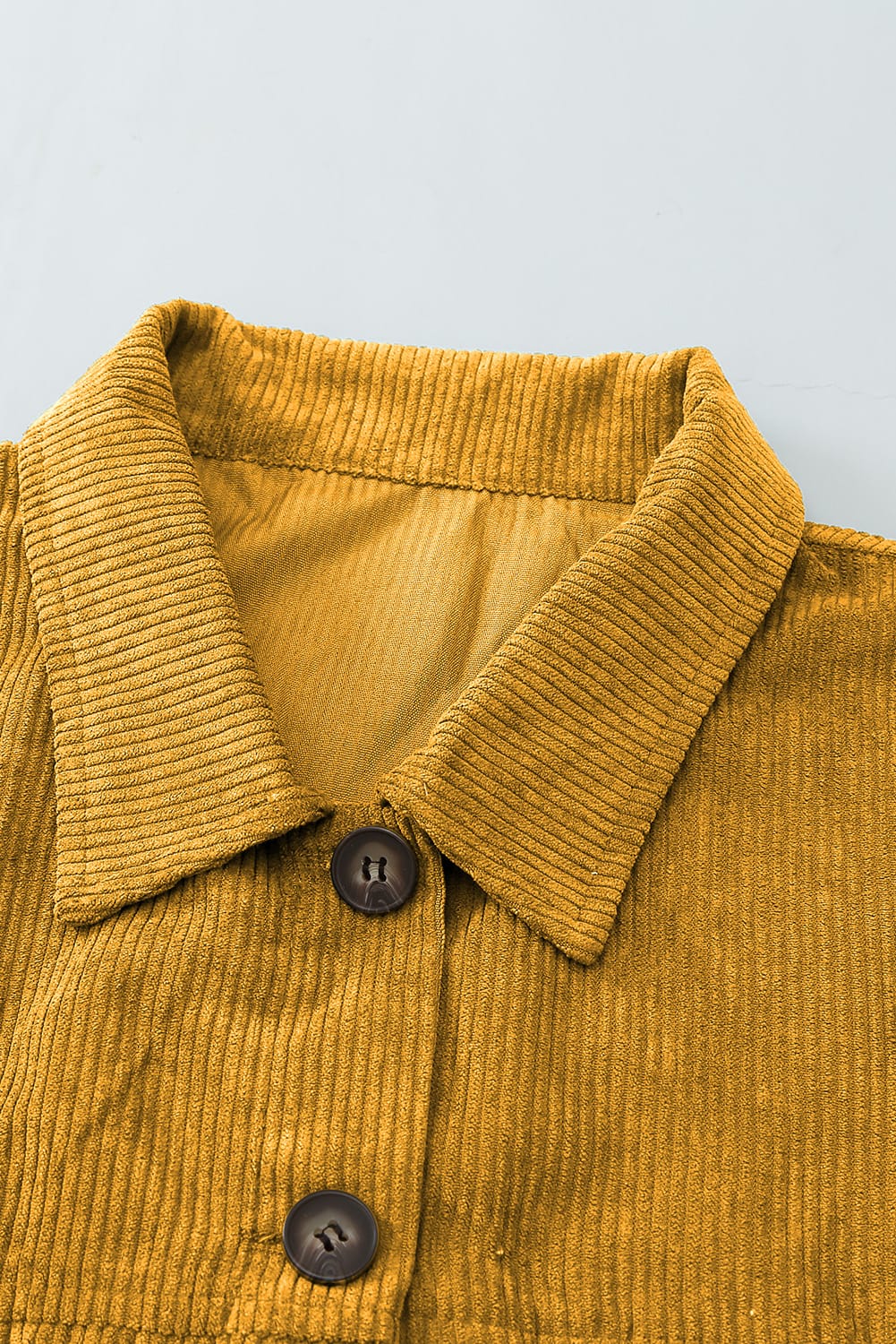 Yellow Corduroy Long Sleeve Button-up Shirt Coat
