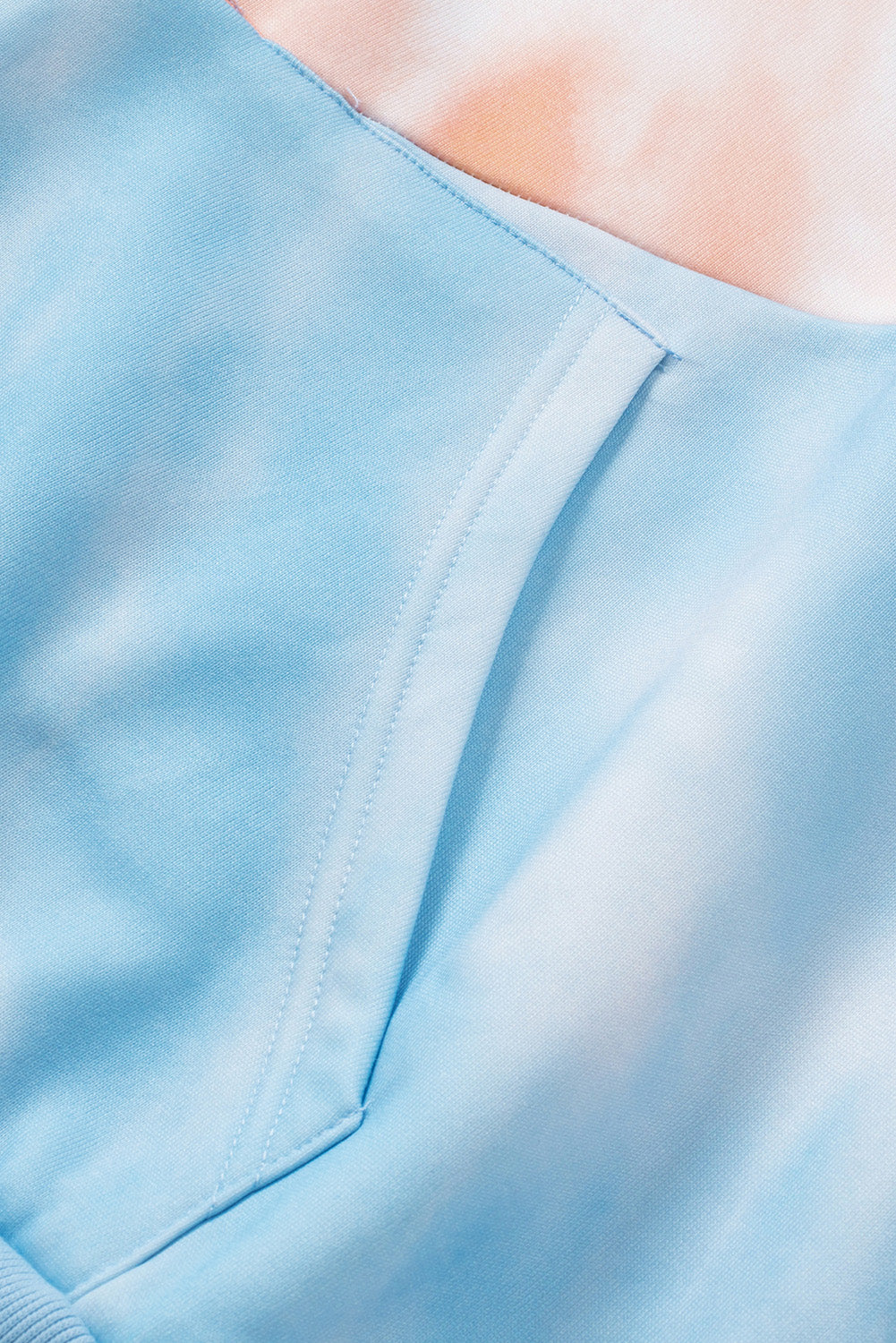 Sky Blue Colorblock Kangaroo Pocket Plus Size Hoodie