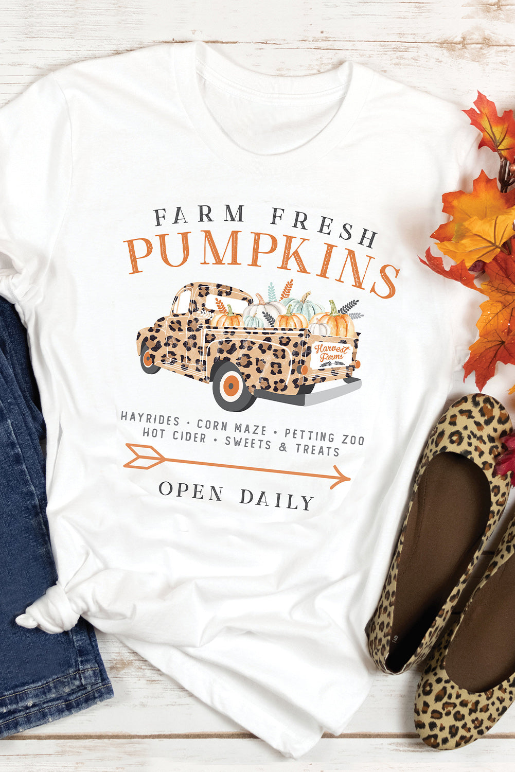 Fresh Pumpkins Leopard Truck Graphic Tee