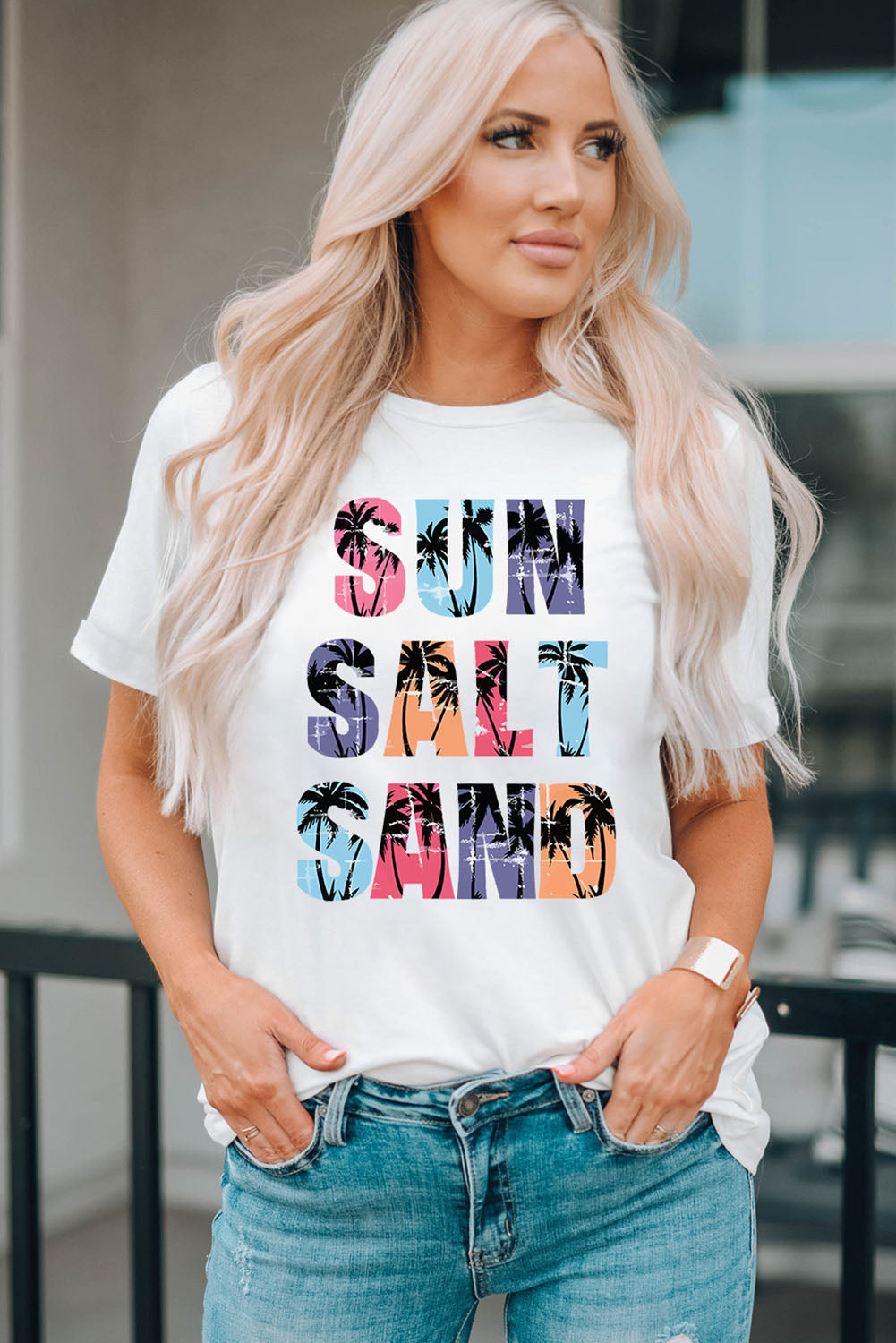 Coconut Tree SUN SALT SAND  Graphic Tee