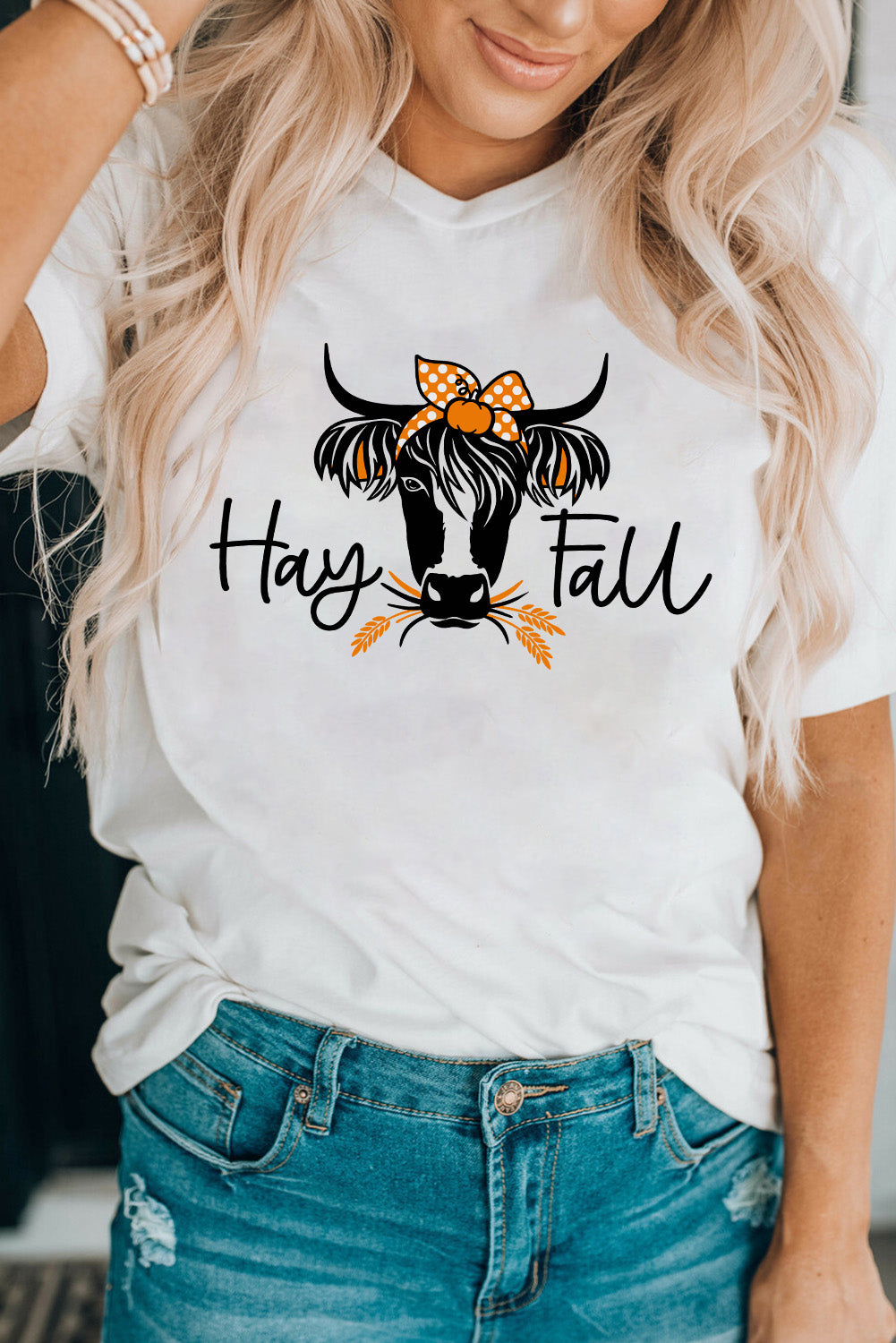 Hay Fall Cow Head Graphic Tee