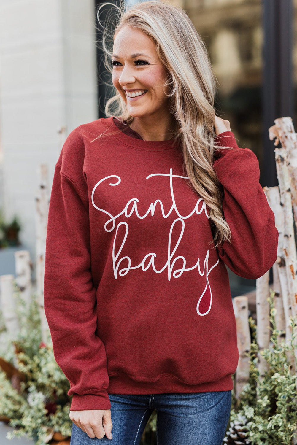 Christmas Santa Baby Print Pullover Sweatshirt