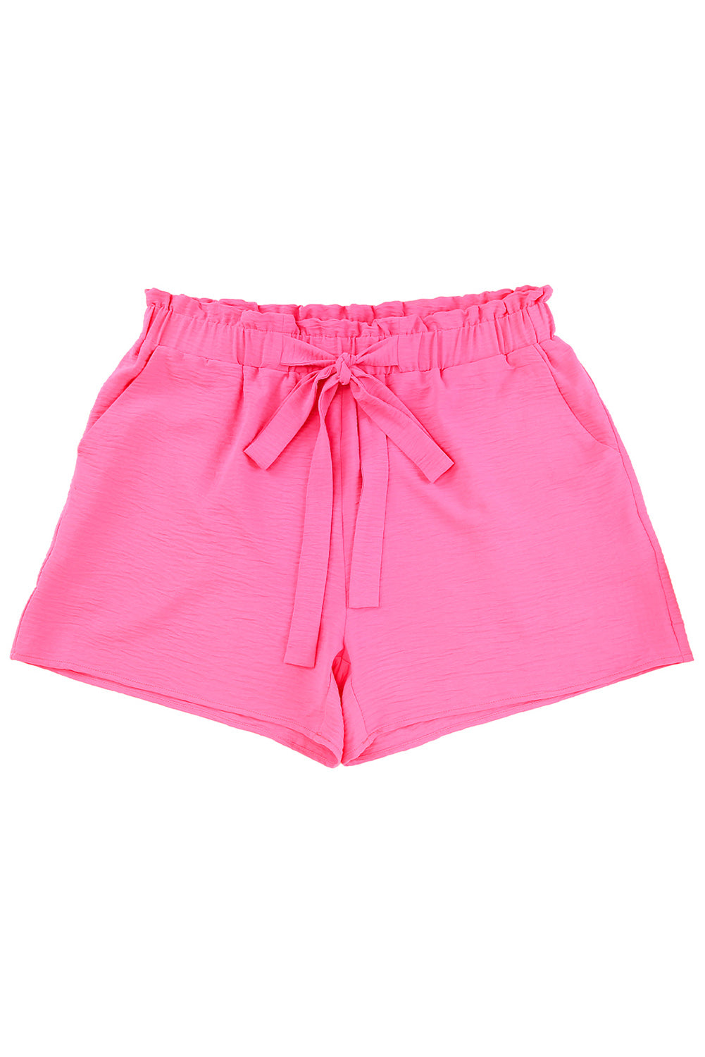 Paperbag High Waist Textured Plus Size Casual Shorts