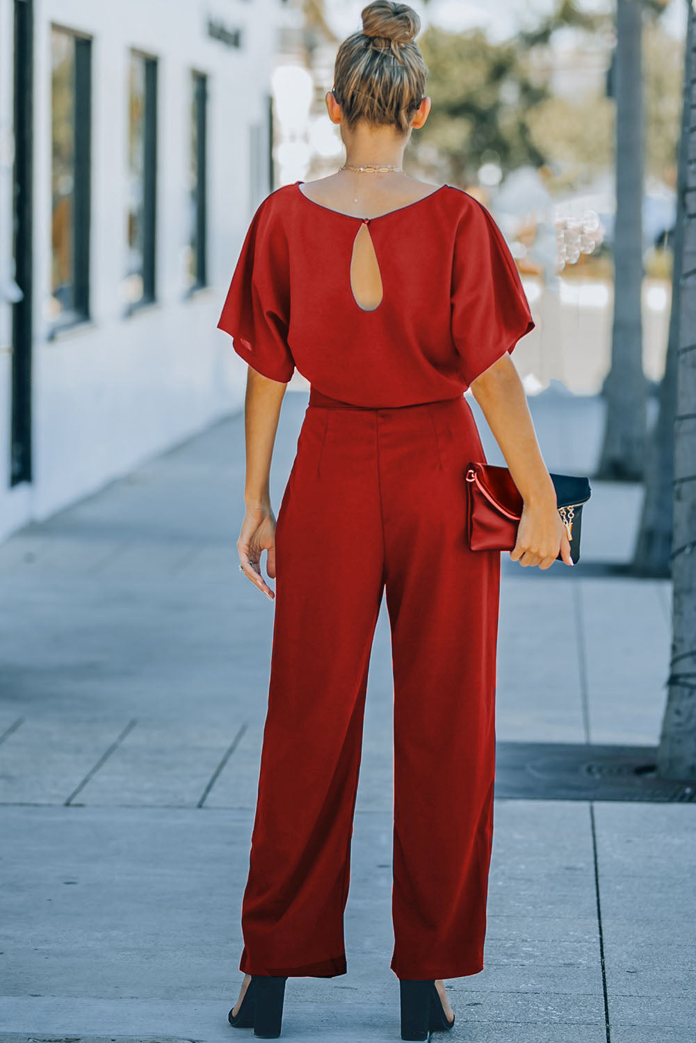 Black Belted Wide Leg Jumpsuit