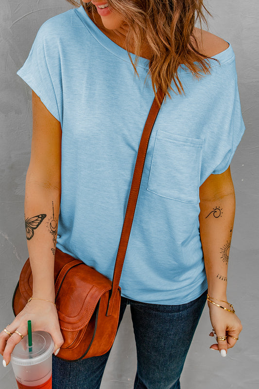 Knit Pocketed Tee with Side Slits