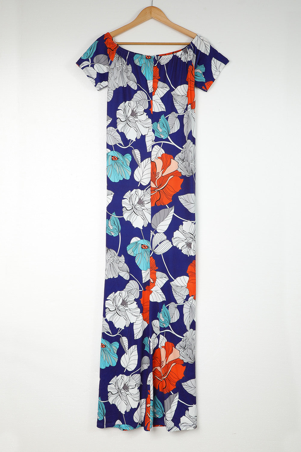 Green Off-the-shoulder Floral Print Plus size Maxi Dress
