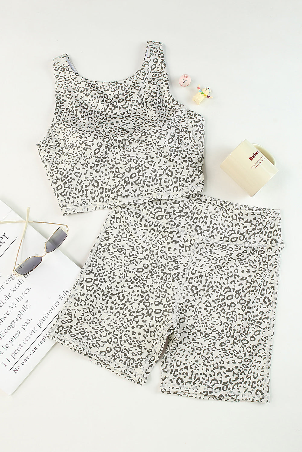 Active Leopard Tank and High Waist Shorts Set