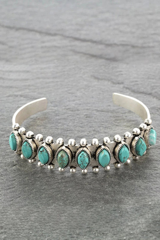 Boho Turquoise Gem Beaded Open Bracelet