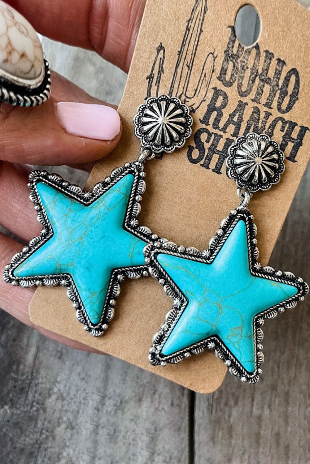 Star Dangle Antique Studded Western Earrings