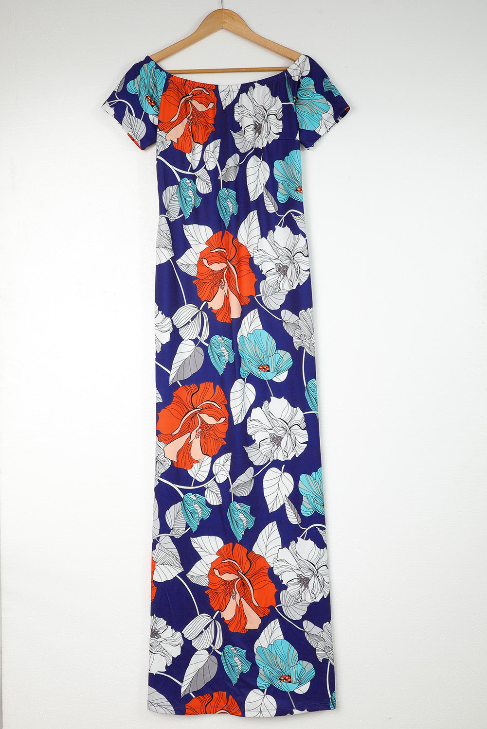 Green Off-the-shoulder Floral Print Plus size Maxi Dress