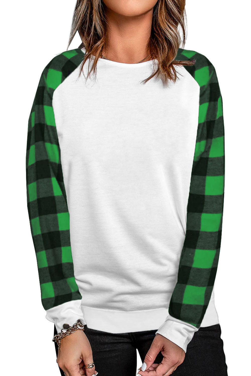 Green Buffalo Plaid Long Sleeve Sweatshirt