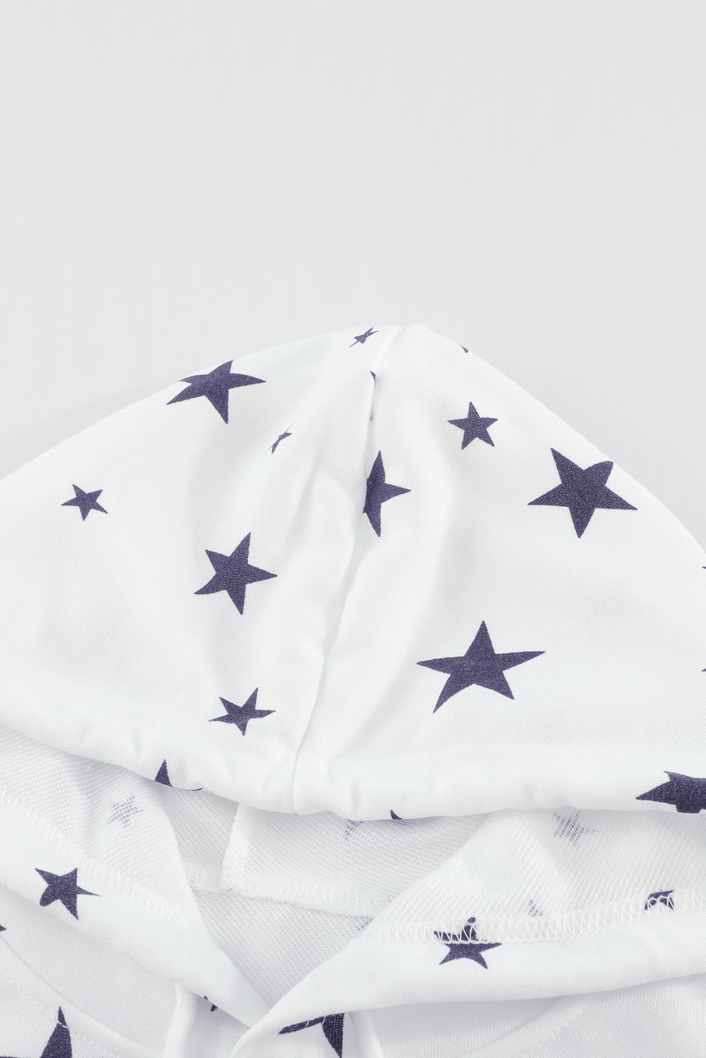 White Star Print Hoodie with Side Slits