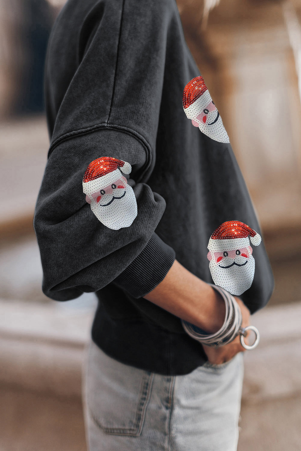 Ruby Sequined Santa Claus Christmas Fashion Sweatshirt