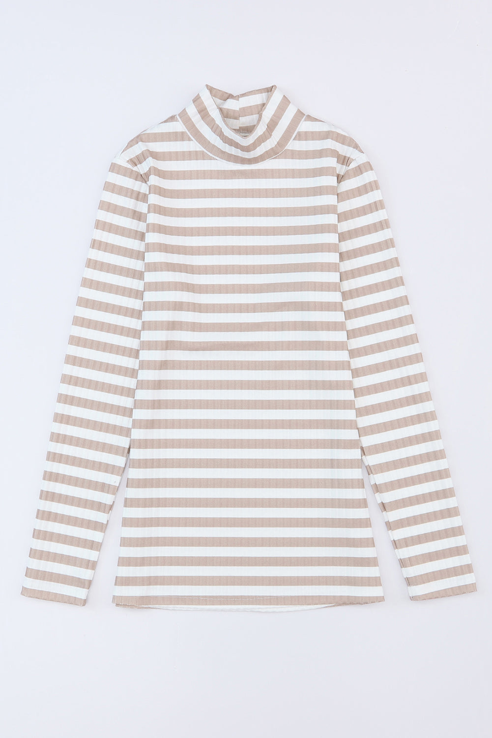 Striped Print Textured Knit Long Sleeve Tee