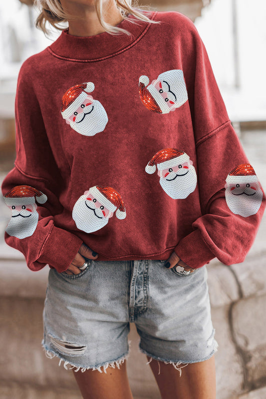 Ruby Sequined Santa Claus Christmas Fashion Sweatshirt