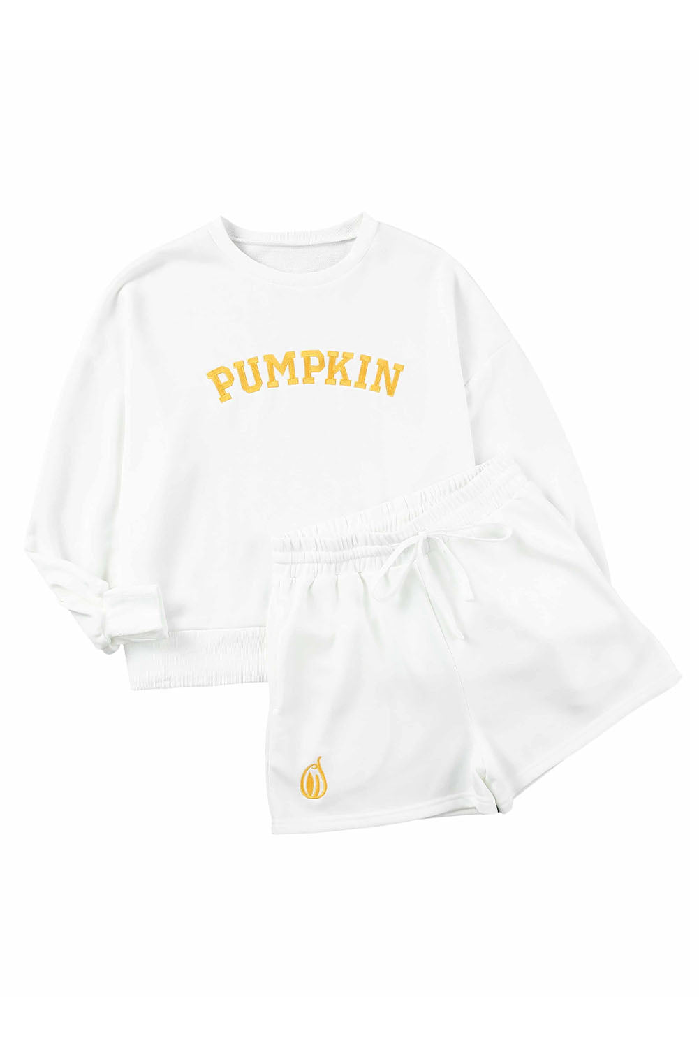 PUMPKIN Flocking Graphic Pullover Sweatshirt and Shorts Set