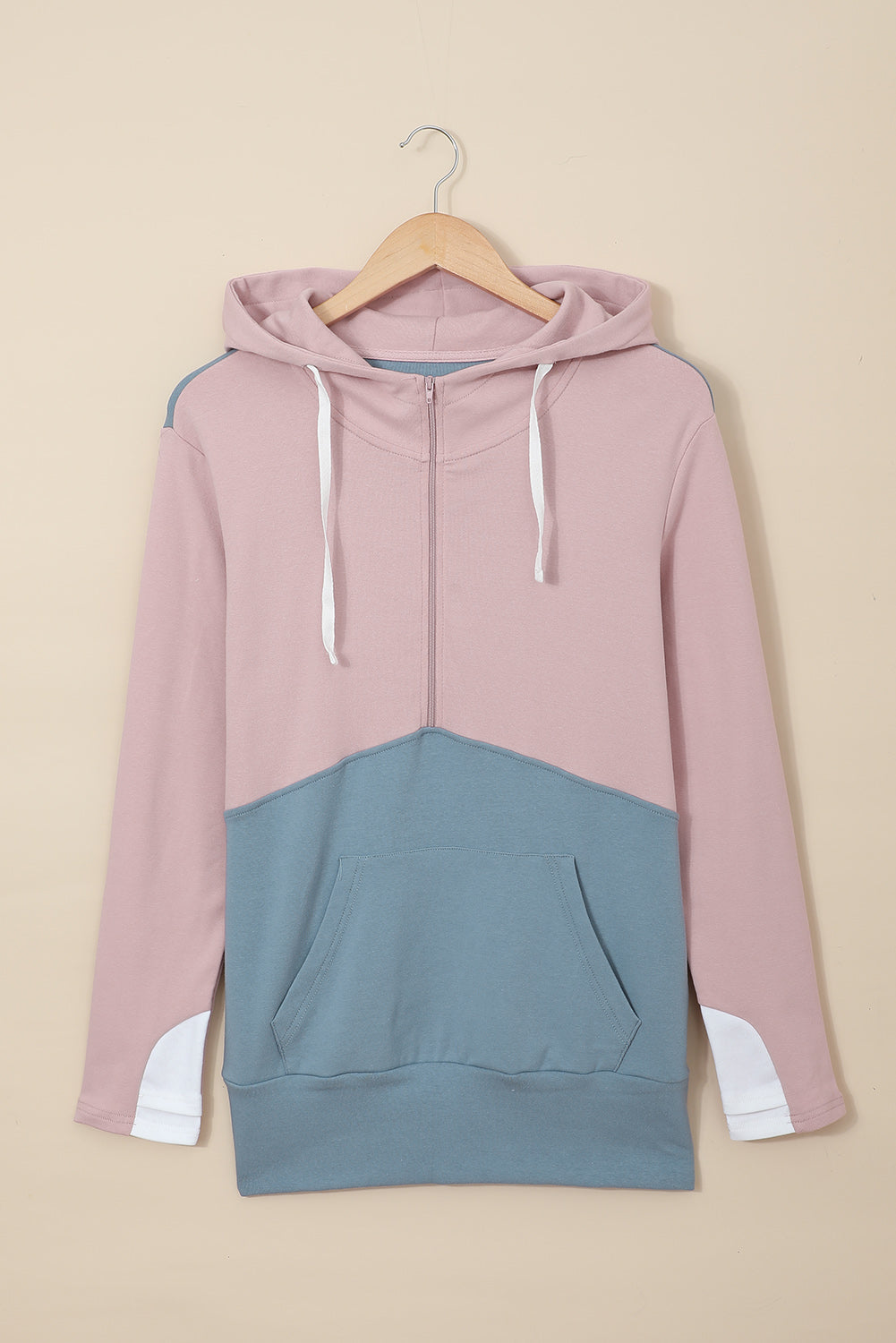 Gray Half Zip Colorblock Hoodie