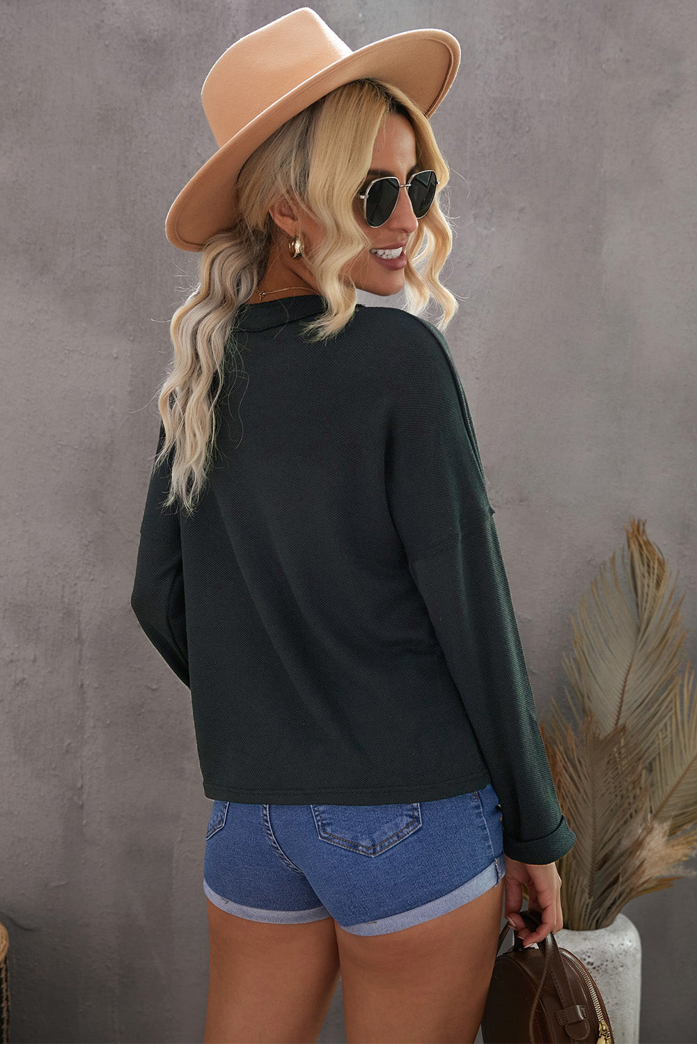 Gray Buttoned Loose Long Sleeve Shirt