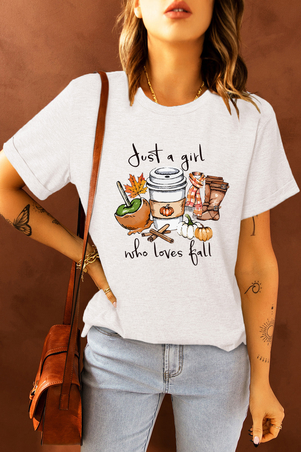 Fall Vibe Graphic Print Crew Neck T Shirt