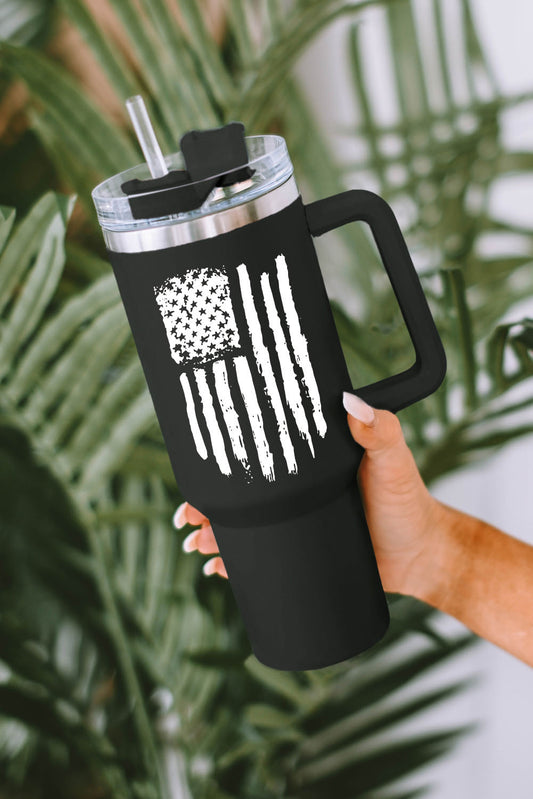 American Flag Print Stainless Steel Portable Cup with Handle 40oz