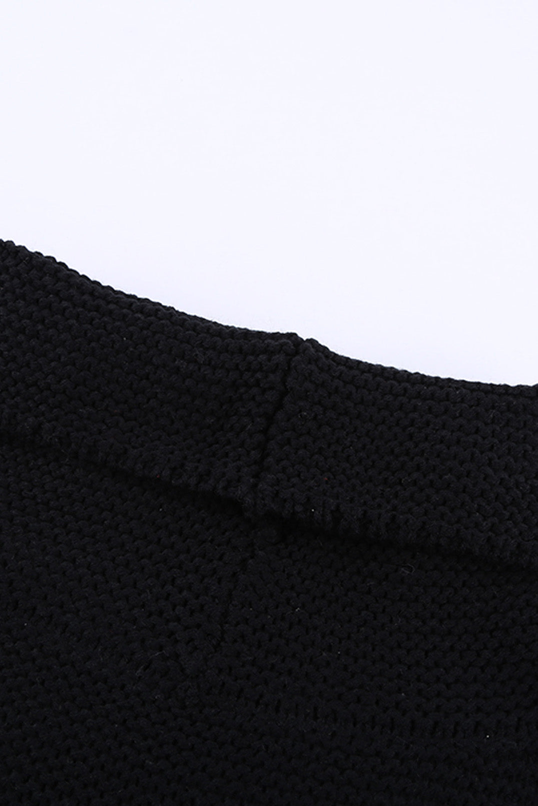 Black Turtleneck Splicing Chunky Knit Pullover Sweater