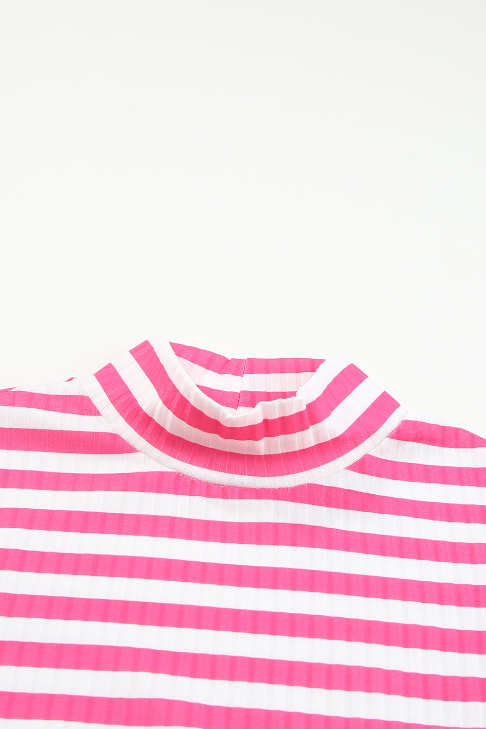 Striped Print Textured Knit Long Sleeve Tee