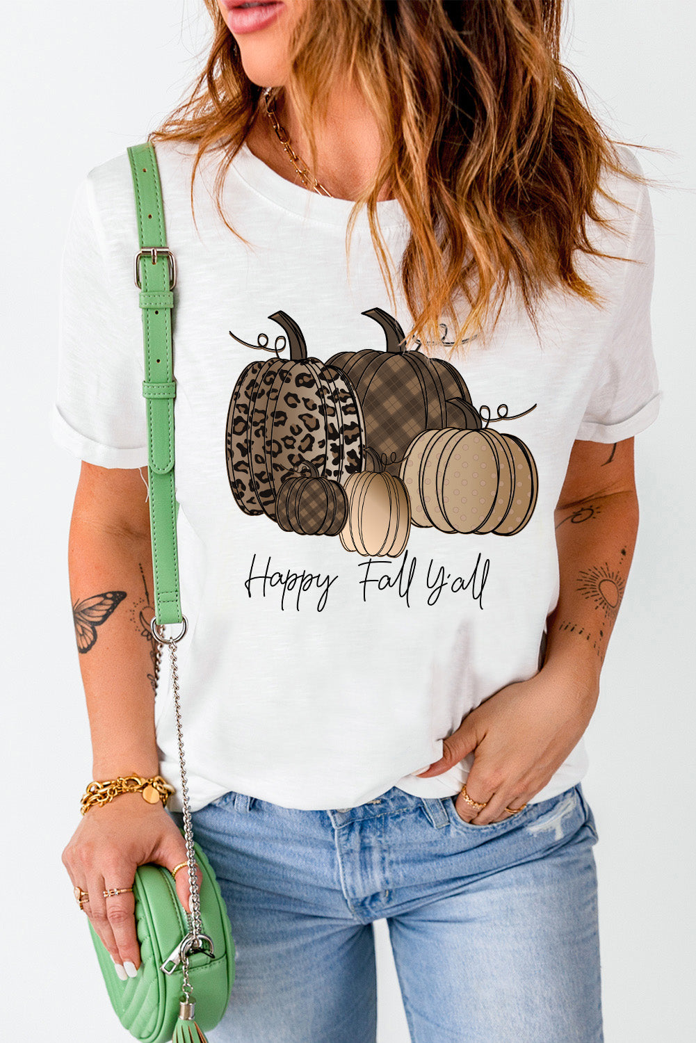 Happy Fall Y'all Pumpkin Print Graphic T Shirt