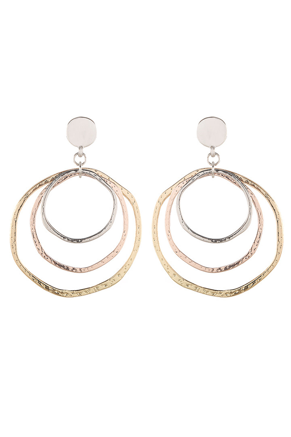 3-color Concentric Rings Dangle Earrings