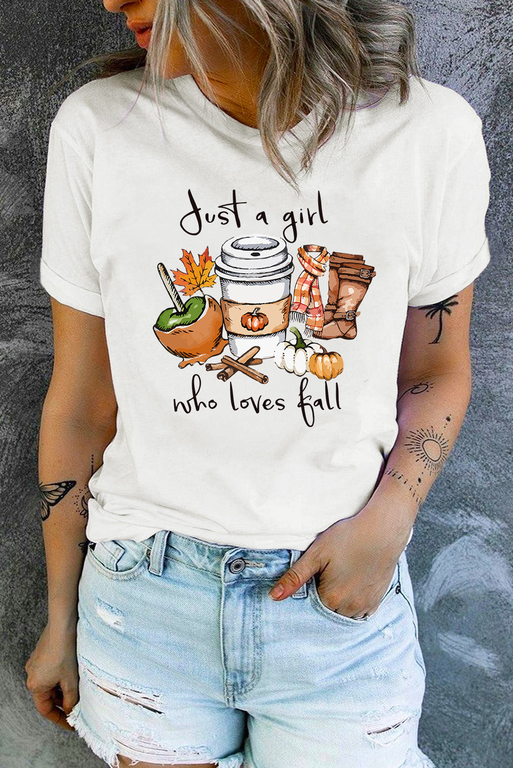 Fall Vibe Graphic Print Crew Neck T Shirt